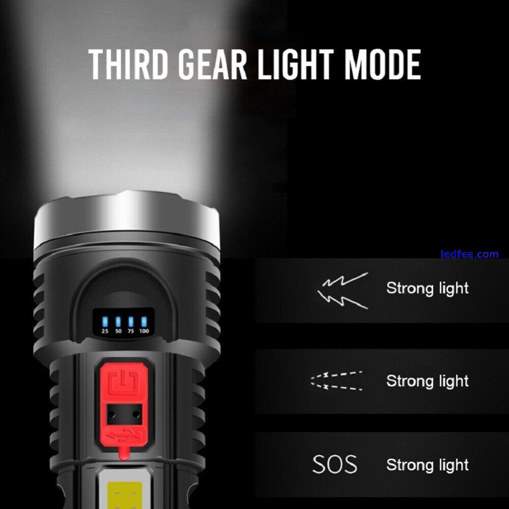 LED Torch USB Charging Work Light COB Waterproof Flashlight Camping Lantern Lamp 4 