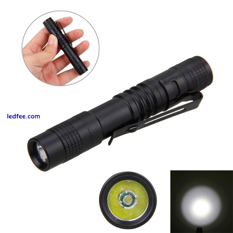 1~5X LED Flashlight Clip Mini Light Penlight Pocket Portable Pen Torch Lamp US 0 