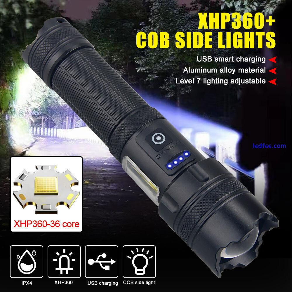 U360 Super Bright LED Flashlight USB Rechargeable COB Work Light Waterproof US 0 