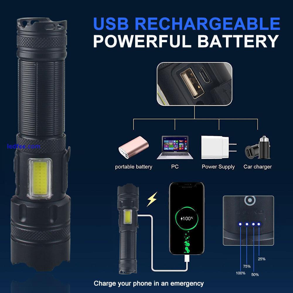 U360 Super Bright LED Flashlight USB Rechargeable COB Work Light Waterproof US 2 