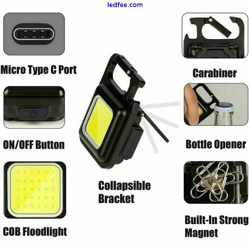 800 Lumens Mini COB Flashlights Bright USB Keychain Small Pocket Flashlight D 1 