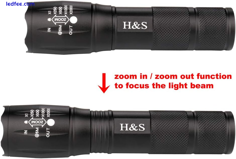 H&S LED Torch Super Bright T6 Torch Zoomable Waterproof Flashlight Camping Light 1 