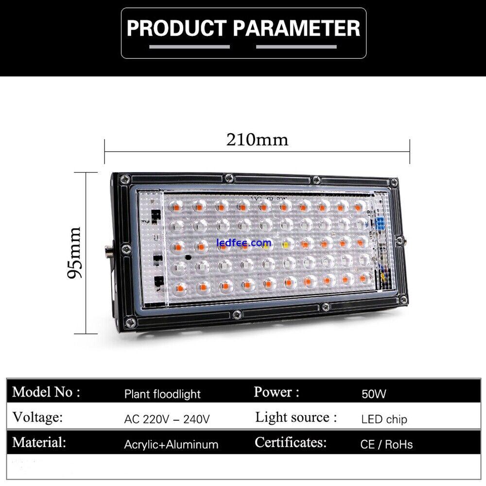 50W LED Grow Light Full Spectrum Plant Flower Veg Floodlight Panel Lamp AC 220V 0 