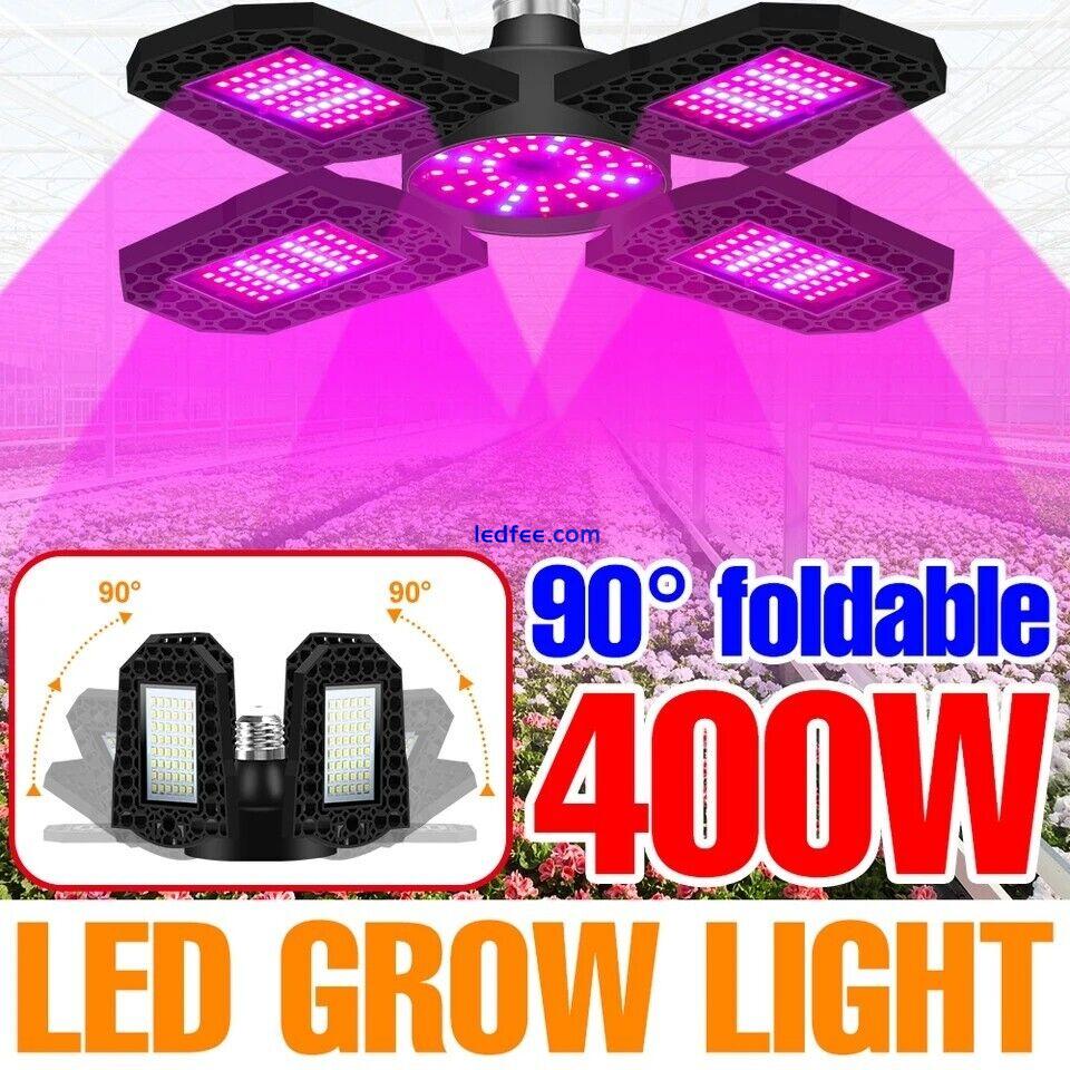 * 400W LED Grow Light * Full Spectrum Folding Fan Hydroponic Flower Veg Lamp 3 