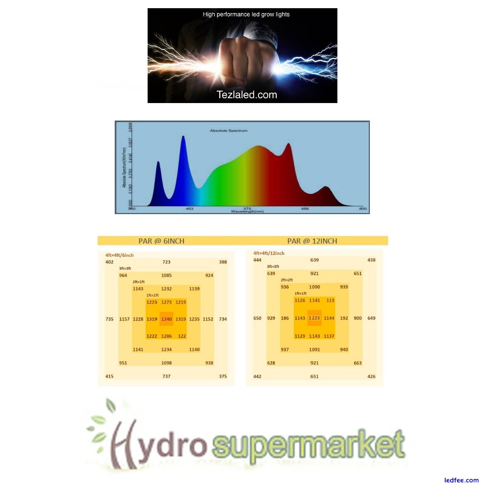 TEZLA LED & UV-IR 720w GROW LIGHT FULL SPECTRUM NEW FOR 2024 2.8 UMOL/J PPF 2016 1 