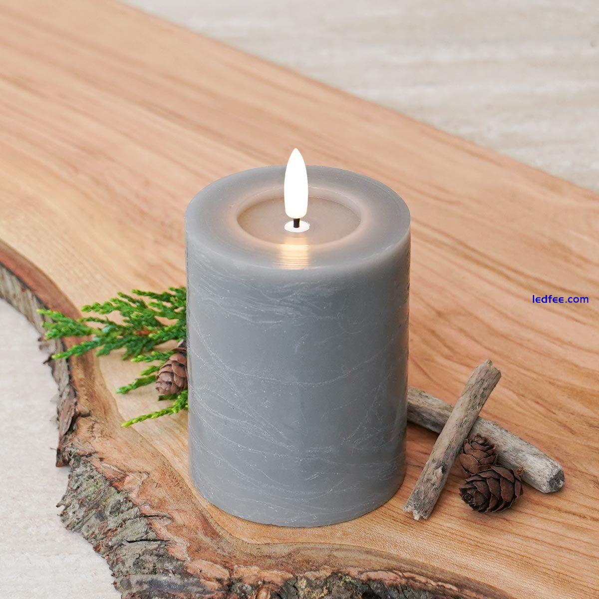 Authentic Flame Grey LED Real Wax Remote Control Flickering Battery Candles 4 