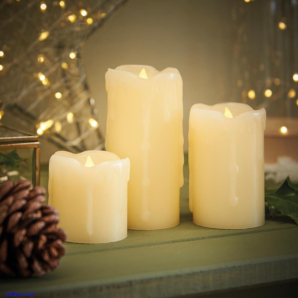 3 PACK | Battery LED Real Wax Flameless Flickering Pillar Indoor Candles Set 5 