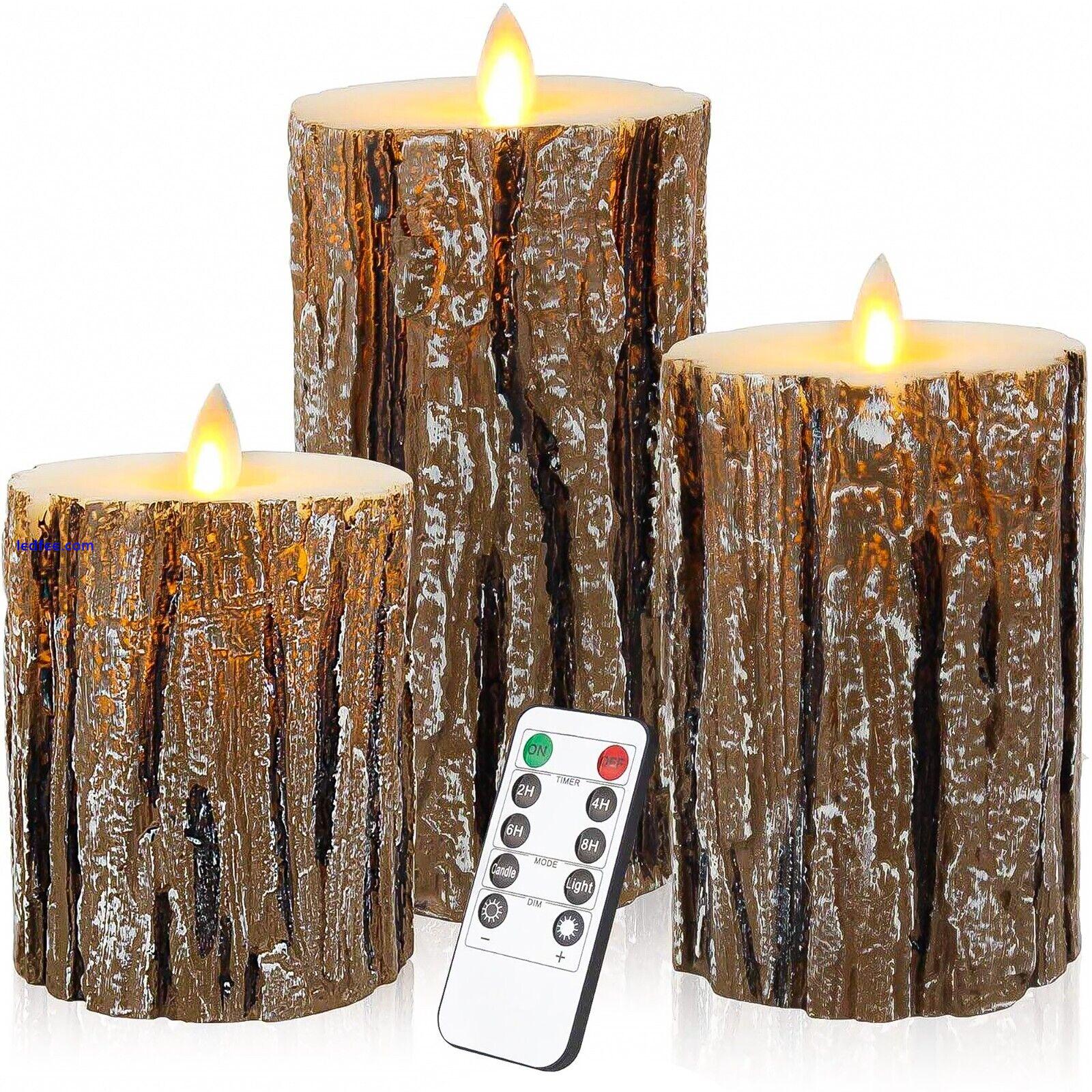 Set of 3 LED Flameless Pillar Candles Flickering Battery Operated With Remote 0 