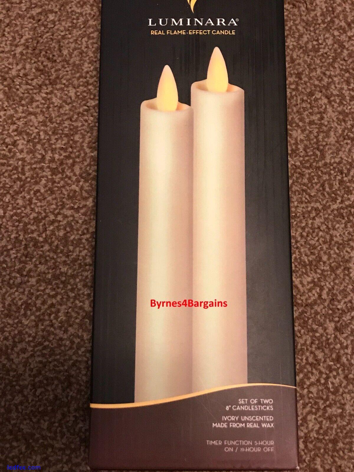 Luminara Taper Candles LED Flickering Flame Effect Ivory Unscented 2X8