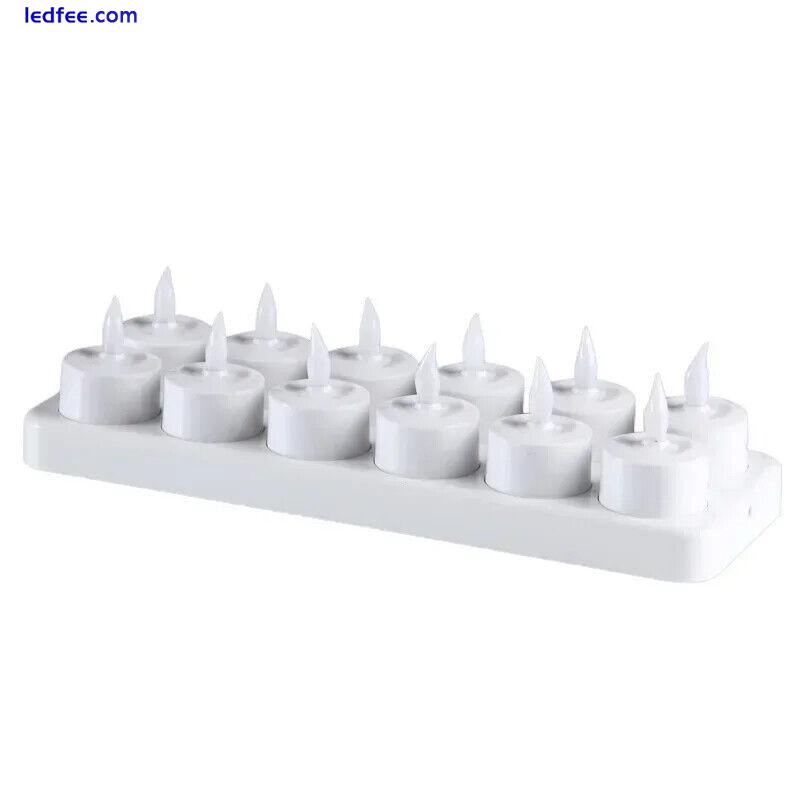 12 Rechargeable LED Candles Flameless Tea Lights Valentine's Day Home 2 