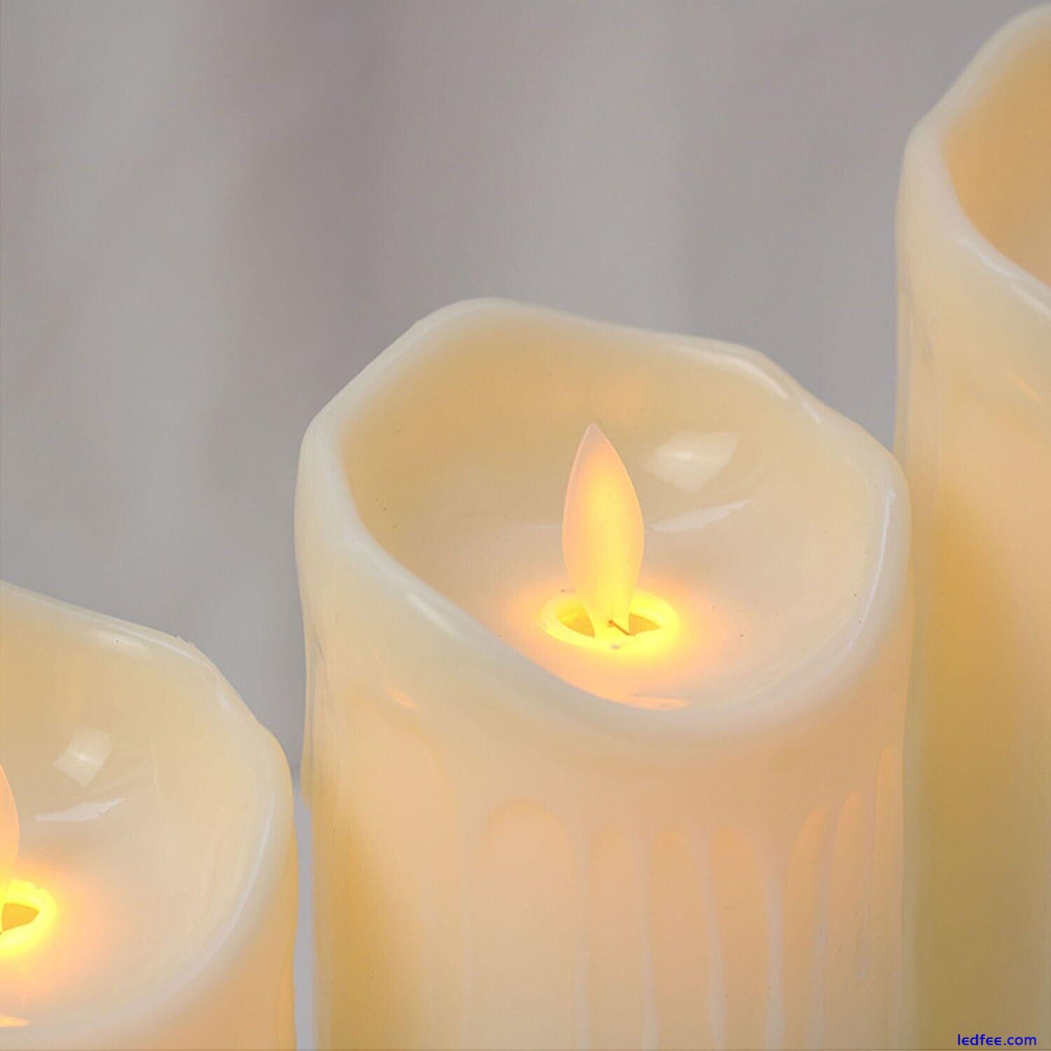 LED Candles Flameless Light Bulb Battery Operated Candle Ivory Real Wax Pillar 4 