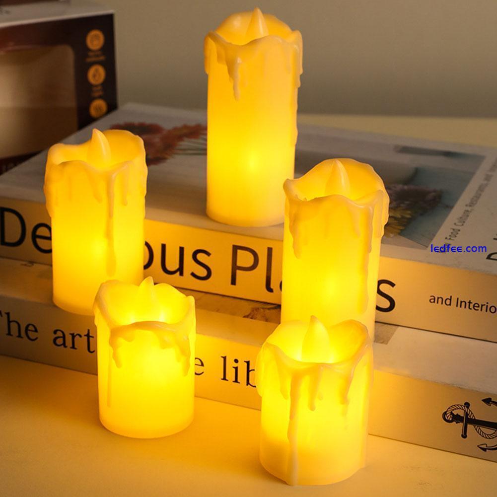 3 Pack Battery Power LED Flameless Flickering Wax Candles Decor Home | H1W1 4 