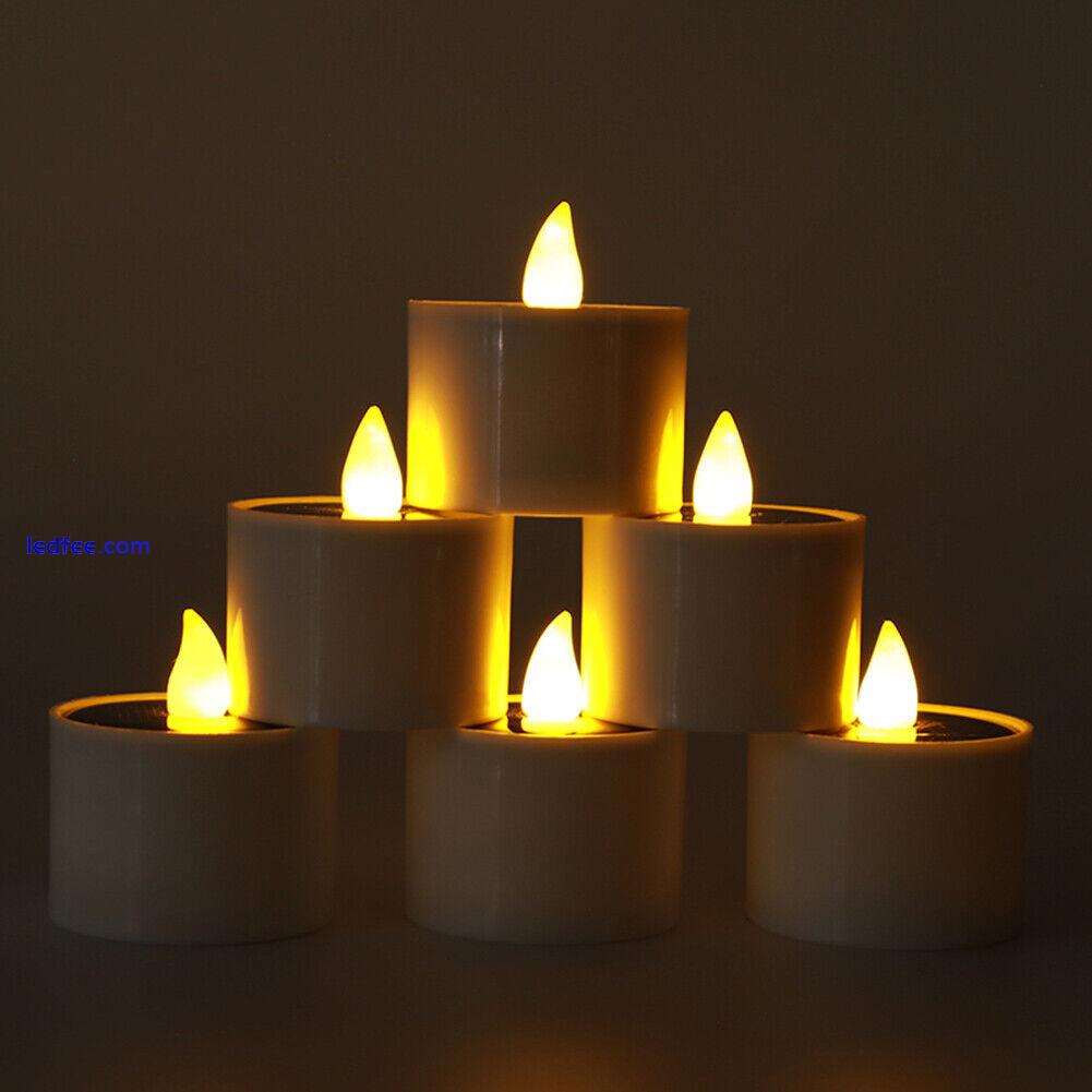 6x Simulation Flame Solar LED Candles Lamp Wedding Fake Flickering Tea Lights ☘️ 1 