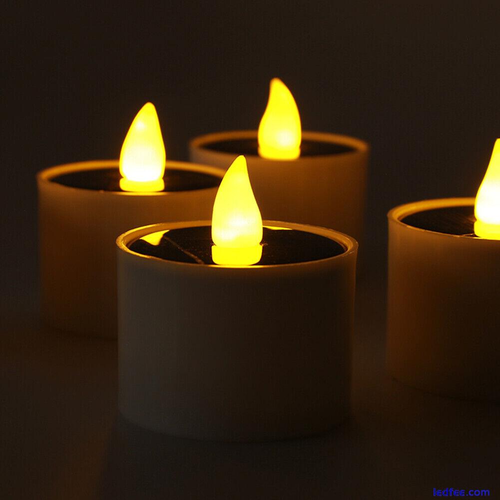 6x Simulation Flame Solar LED Candles Lamp Wedding Fake Flickering Tea Lights ☘️ 2 