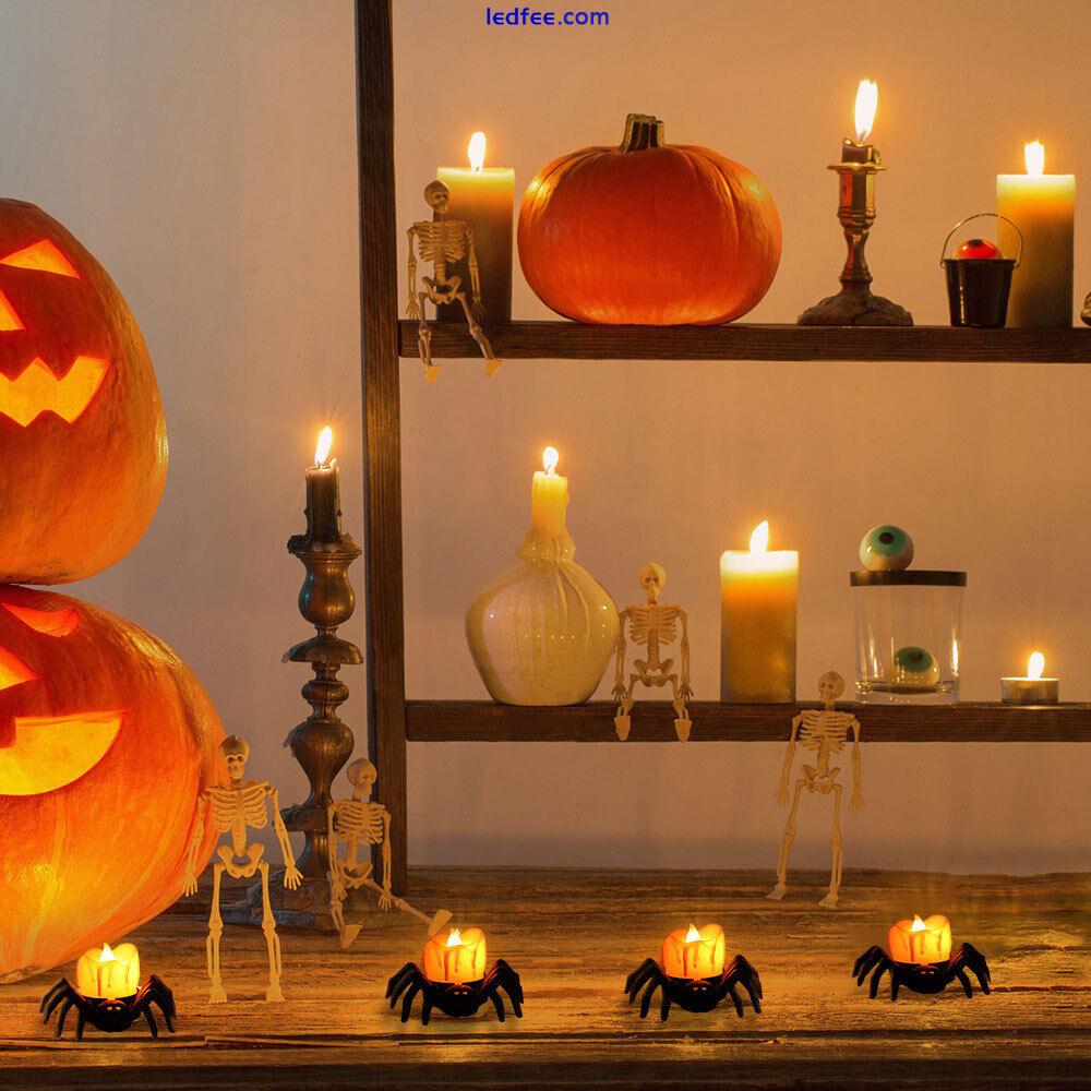 Flameless LED Candle Light Halloween Spider Tealight Reusable Candle Lighting 4 