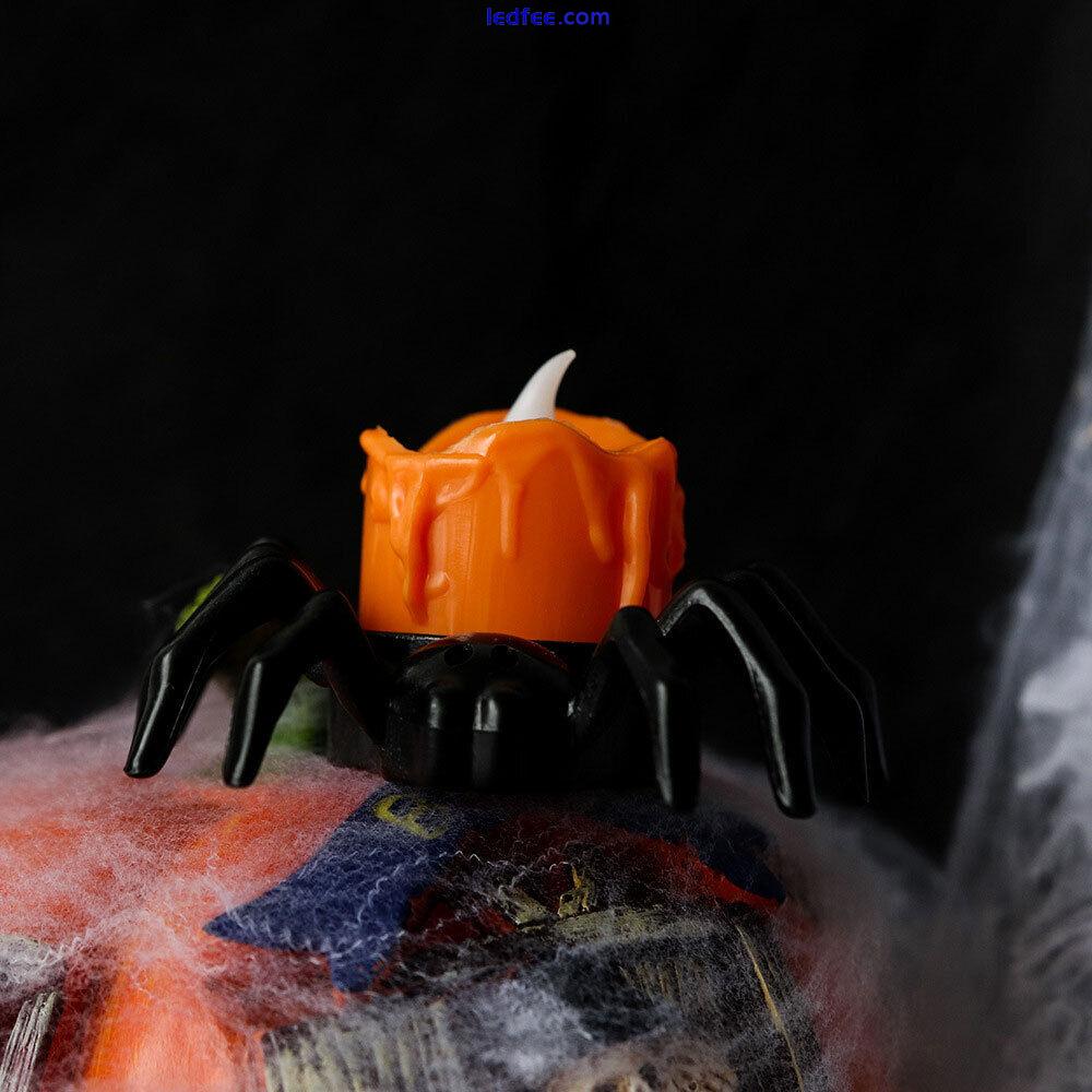 Flameless LED Candle Light Halloween Spider Tealight Reusable Candle Lighting 3 