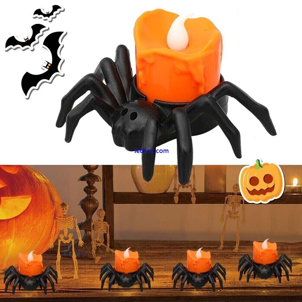 Flameless LED Candle Light Halloween Spider Tealight Reusable Candle Lighting 5 