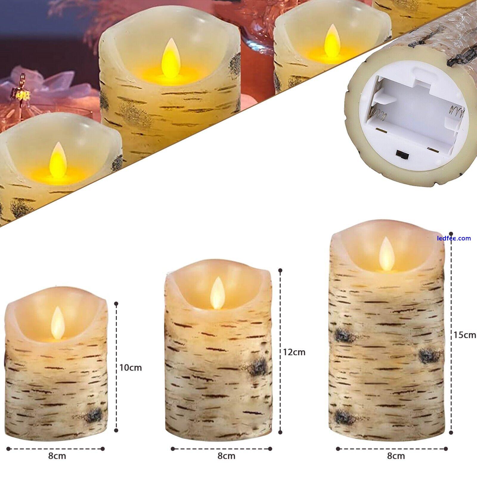 Set of 3 LED Flameless Pillar Candles Flickering Battery Operated With Remote 5 