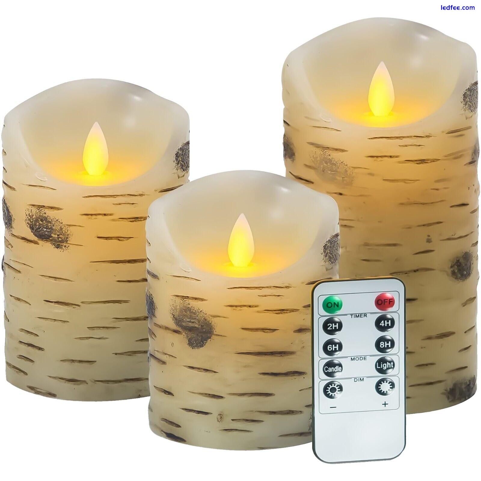 Set of 3 LED Flameless Pillar Candles Flickering Battery Operated With Remote 2 