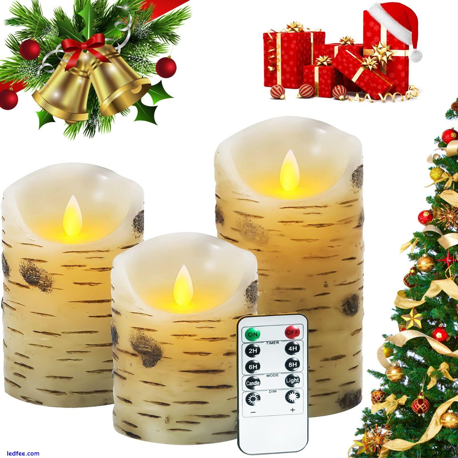 Set of 3 LED Flameless Pillar Candles Flickering Battery Operated With Remote 1 