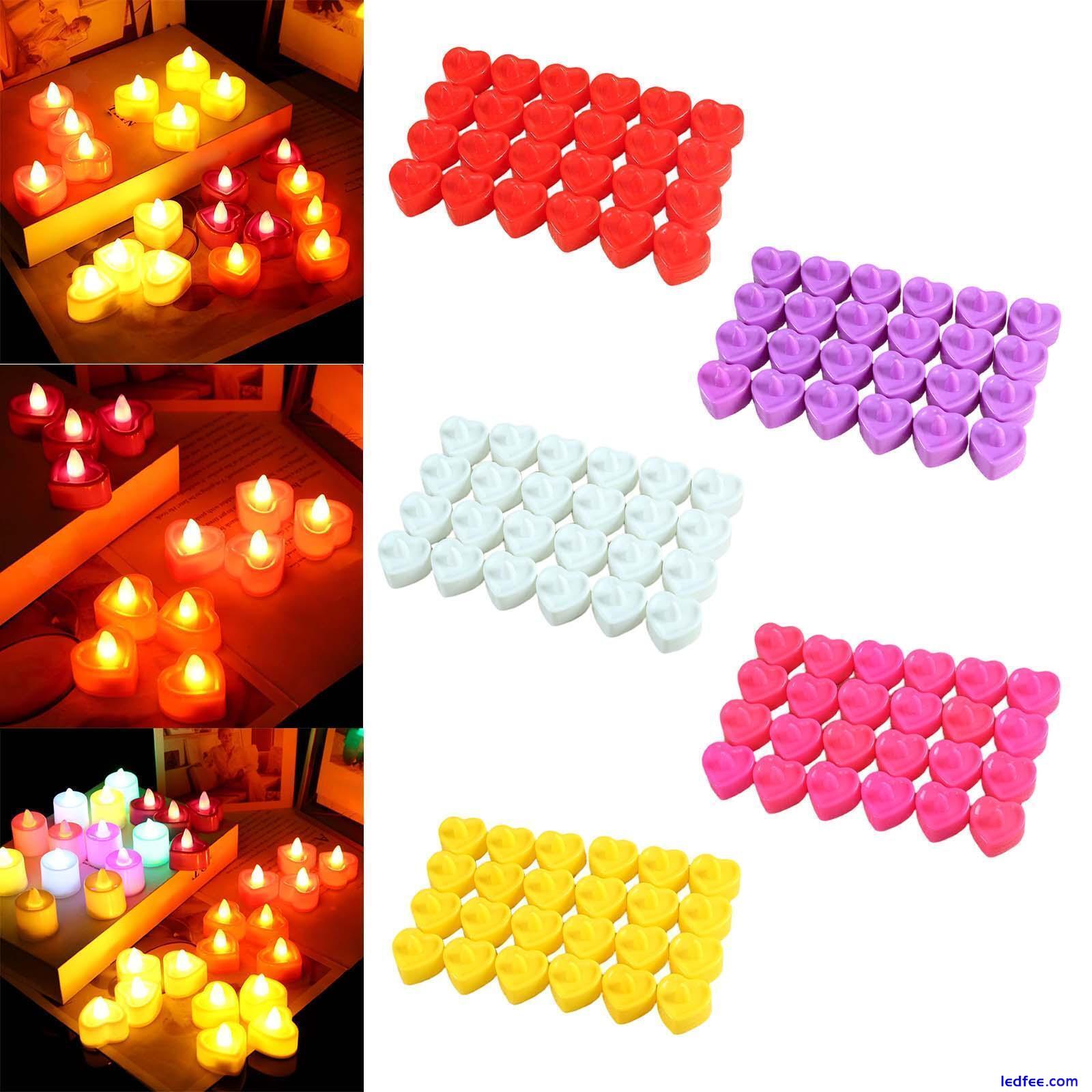 24x LED Heart Shaped Candle Light Romantic for Home Table Decor 0 