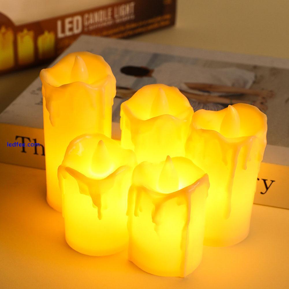 3 Pcs Battery Power LED Flameless Flickering Wax Candles | Pillar Home Decor G3 1 