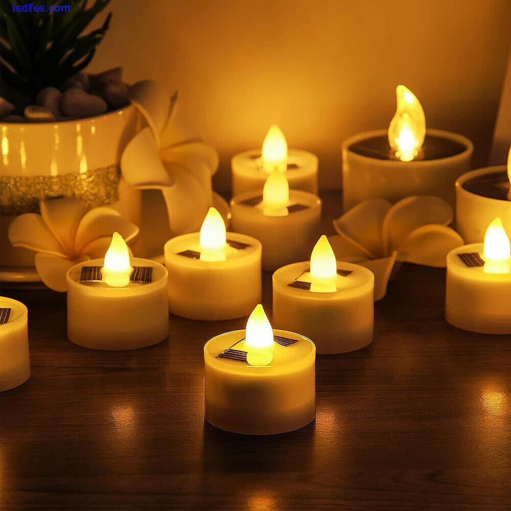 Solar LED Flameless Tea Light Tealight Candle Wedding Decoration Battery Include 2 