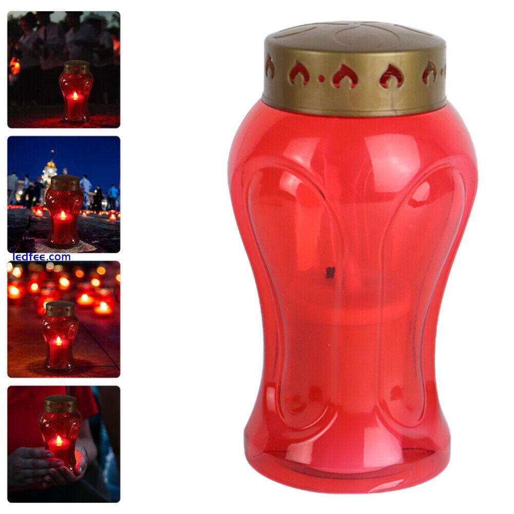 Outdoor LED Flameless Cemetery Light Red Battery-Operated Taper Candle-PE 5 