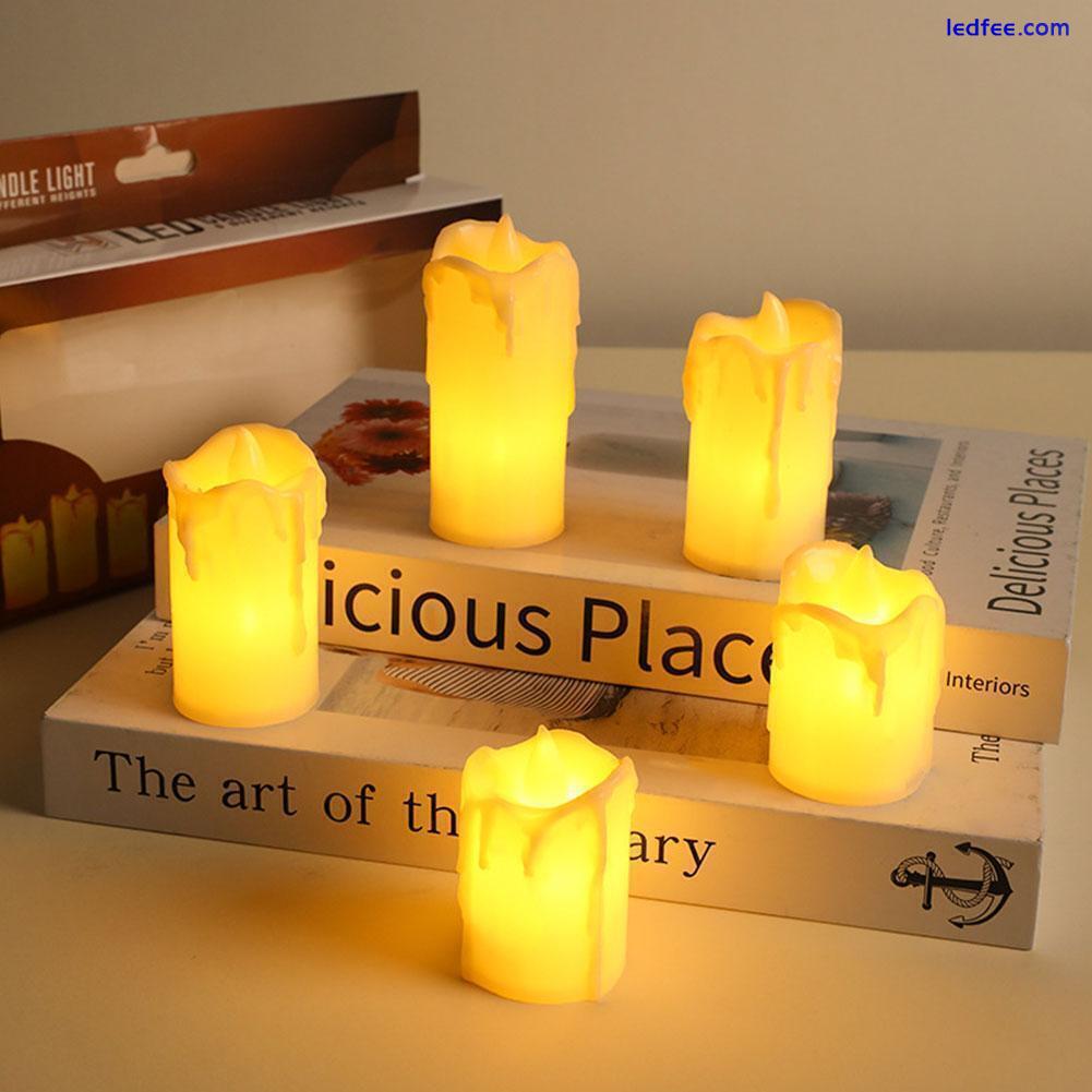 3 Pcs Battery Power LED Flameless Flickering Wax Candles Pillar Home Decor R5I4 3 