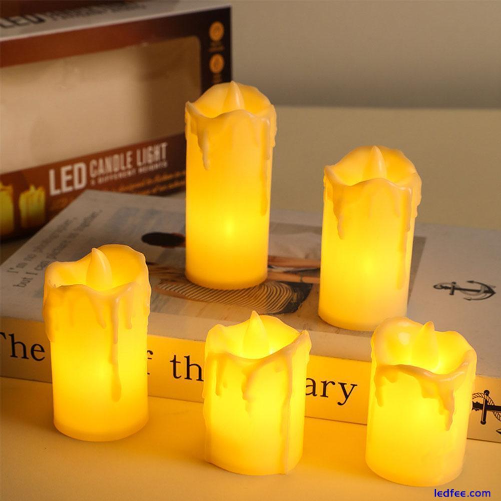 3 Pcs Battery Power LED Flameless Flickering Wax Candles Pillar Home Decor R5I4 5 