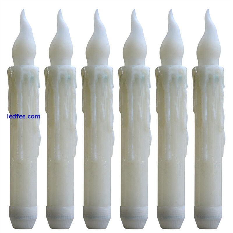 6PCS LED Flameless Taper Flickering Battery Operated Candles Lights Party Decor 3 