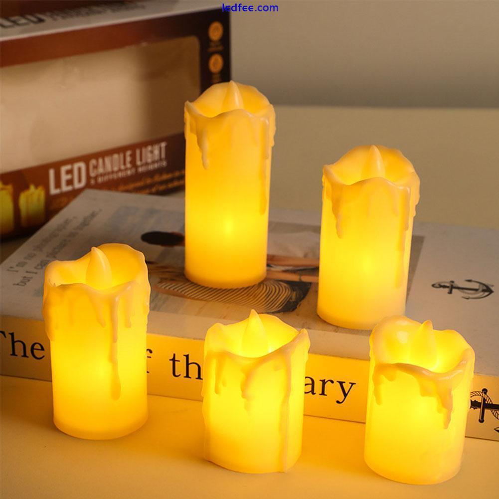 3 Pcs Battery Power LED Flameless Flickering Wax Candles Home Decor Pillar U5D4 5 