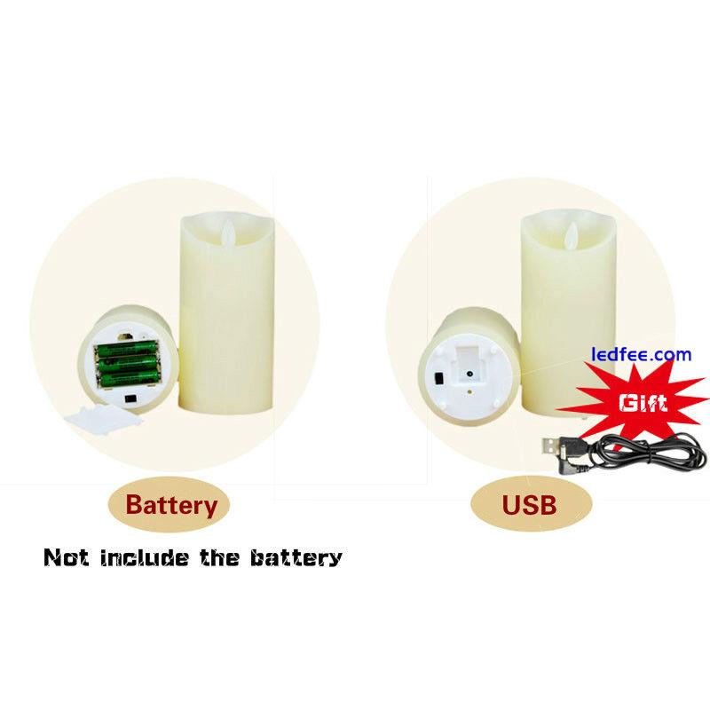 LED Flickering Candle Lights Flameless Battery/USB Chargeable Wedding Decor Warm 4 