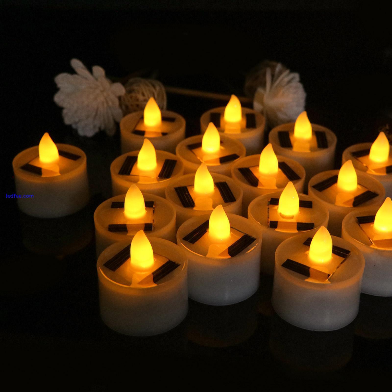 2024 Solar Christmas Flameless Candles LED Tea Lights Flickering Decor DIY C3K0 0 