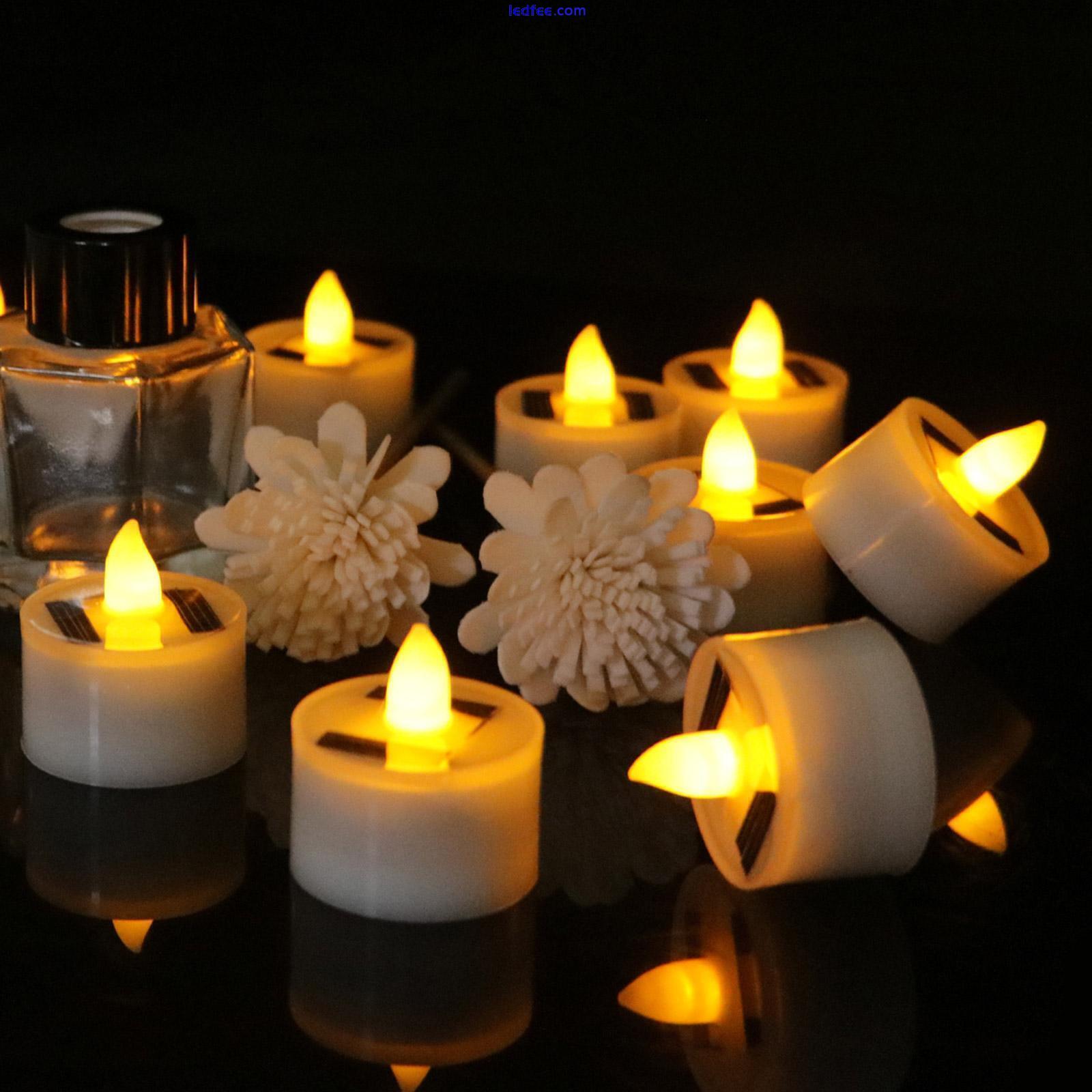 2024 Solar Christmas Flameless Candles LED Tea Lights Flickering Decor DIY C3K0 2 