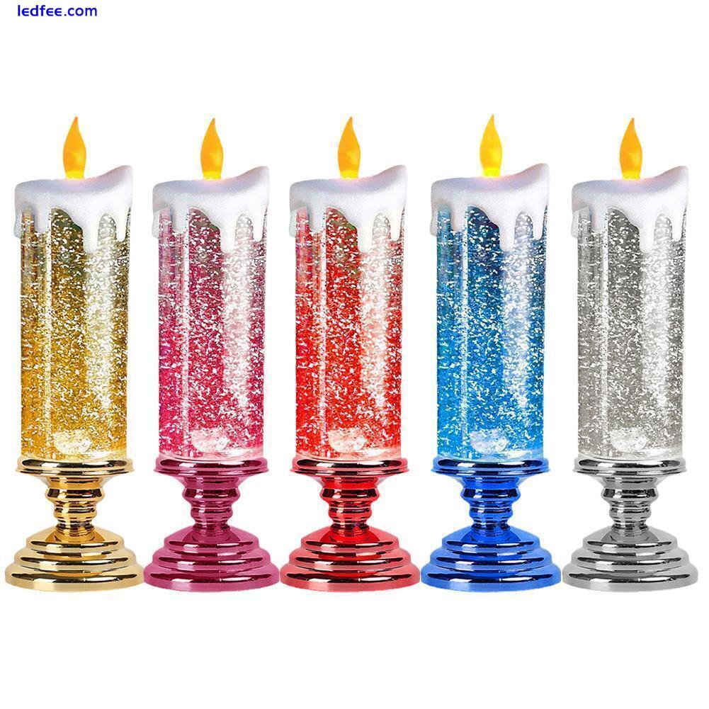 LED Candles Waterproof Swirling Glitter Flameless Party HomeDecoration B5L3 3 