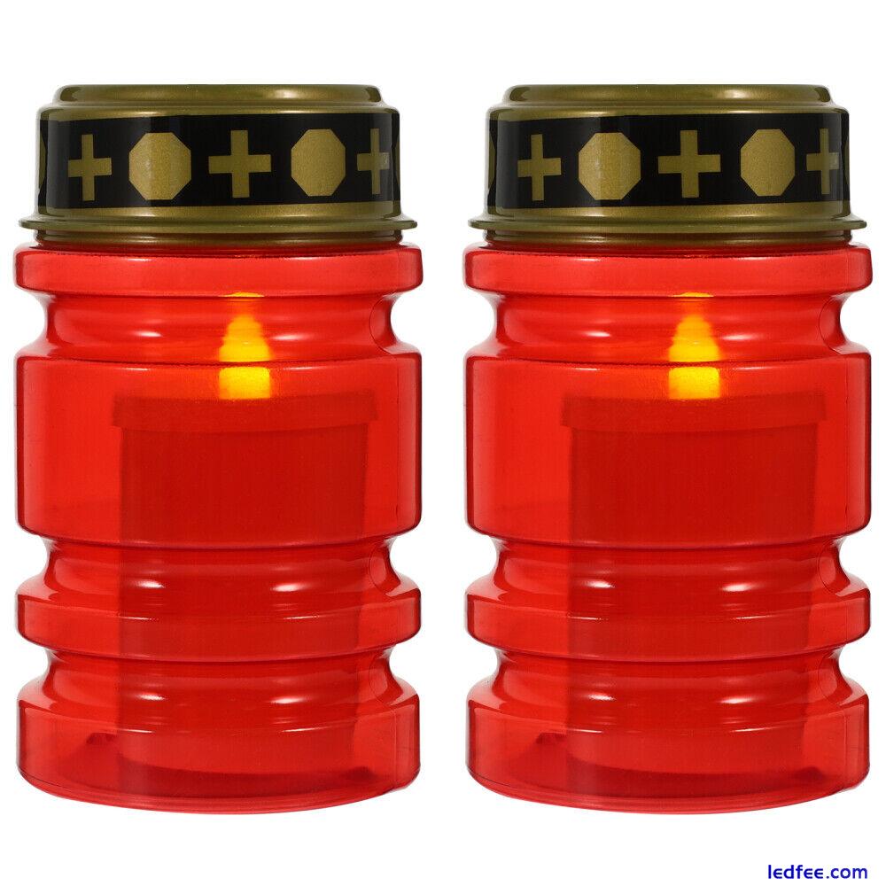 Graveyard Candles 2pcs Red Flickering LED Decoration 3 