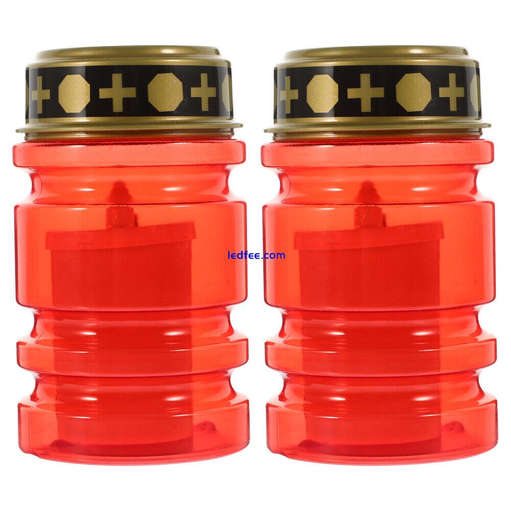 Graveyard Candles 2pcs Red Flickering LED Decoration 4 