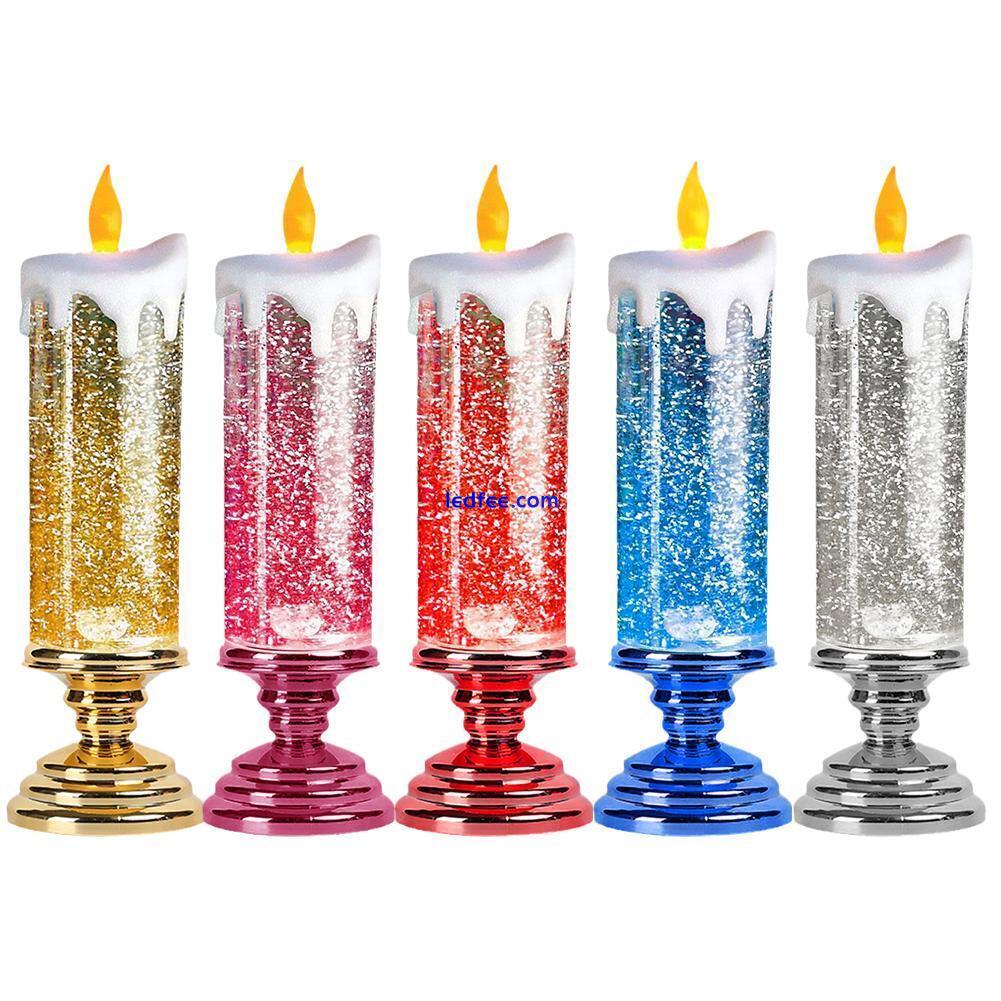 LED Candle Waterproof Swirling Glitter Flameless Home Party Christmas Decoration 2 