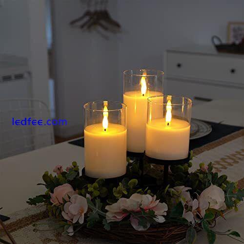 Amagic Clear Glass Flameless Candles Battery Operated with Timer, Pure White 4 