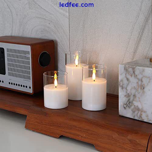 Amagic Clear Glass Flameless Candles Battery Operated with Timer, Pure White 2 