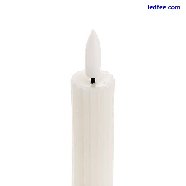 2 x LED DINNER CANDLE White Wax Trueflame Fluted Taper Battery Operated Candles 3 