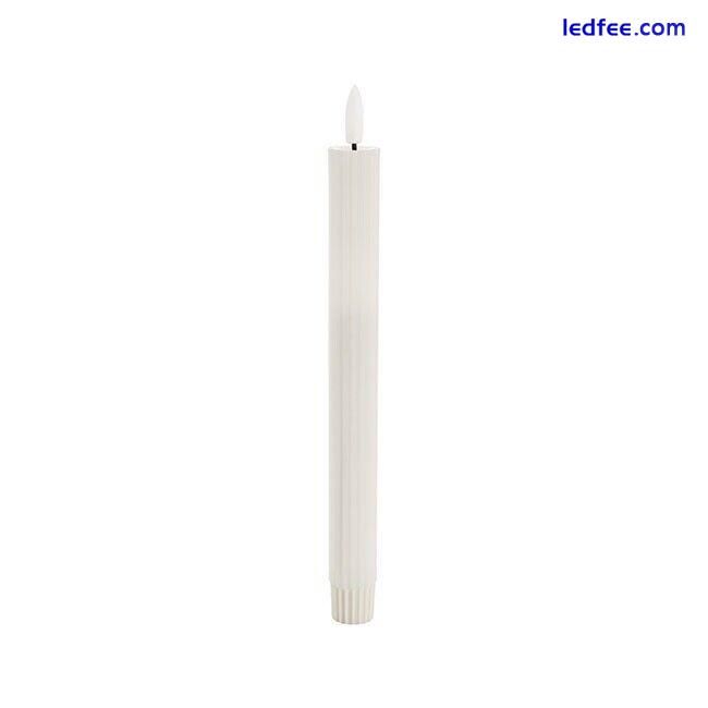 2 x LED DINNER CANDLE White Wax Trueflame Fluted Taper Battery Operated Candles 4 