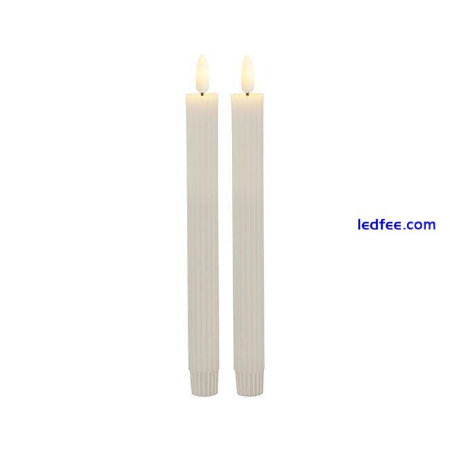 2 x LED DINNER CANDLE White Wax Trueflame Fluted Taper Battery Operated Candles 0 