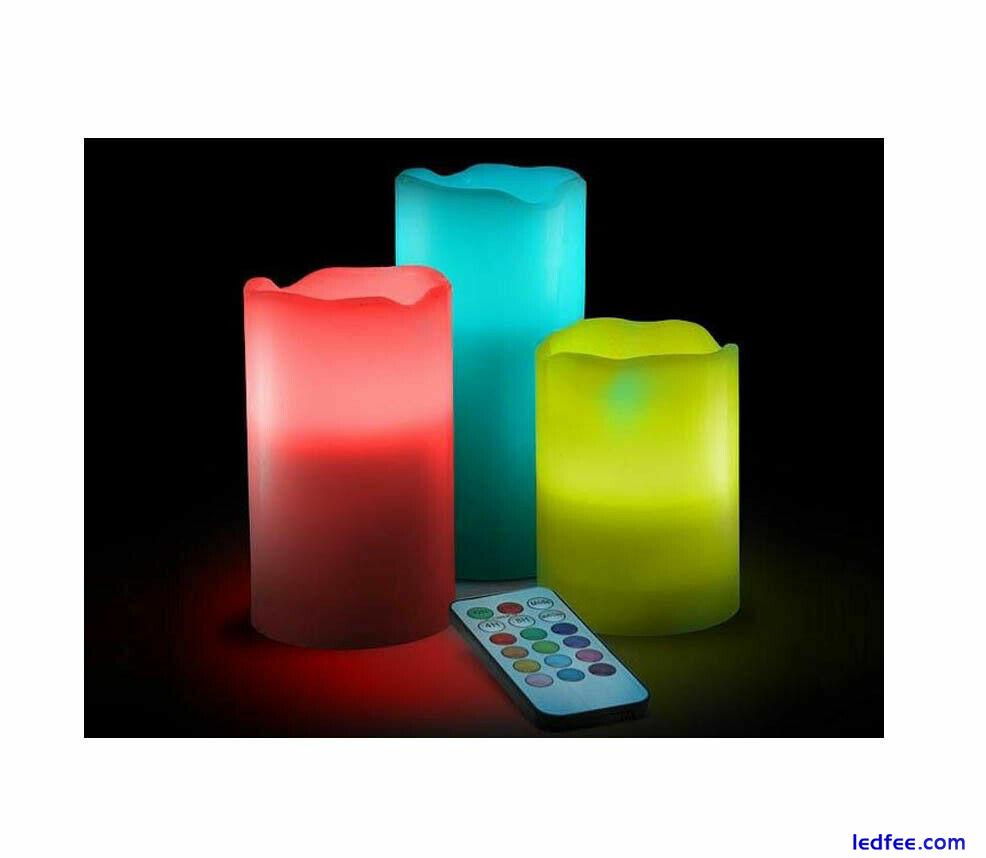 3pack Remote Controlled Battery Powered LED Flameless Flickering Candles 3Pillar 0 