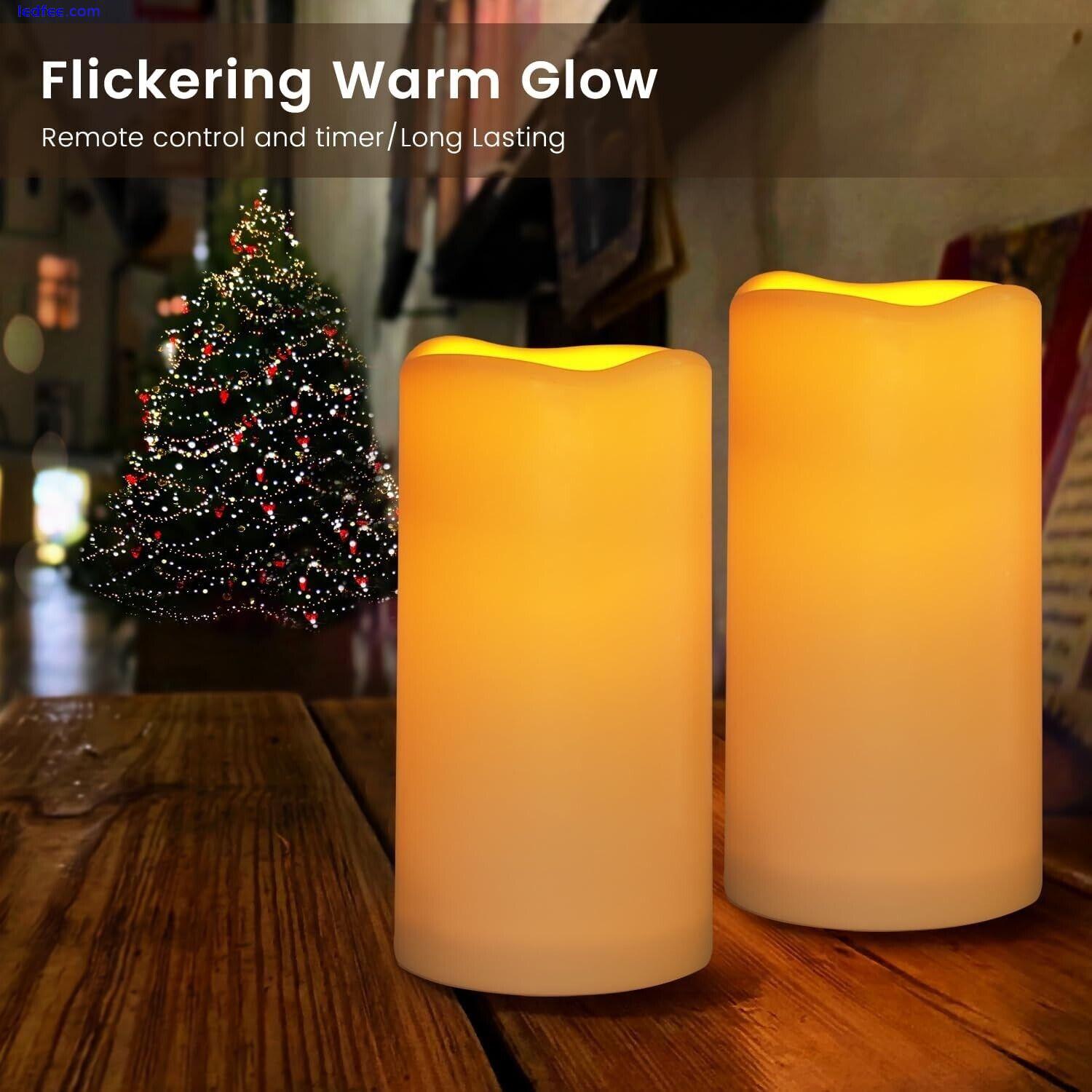 Large Waterproof Outdoor Flameless Candles Battery Operated with Remote Timer 1 