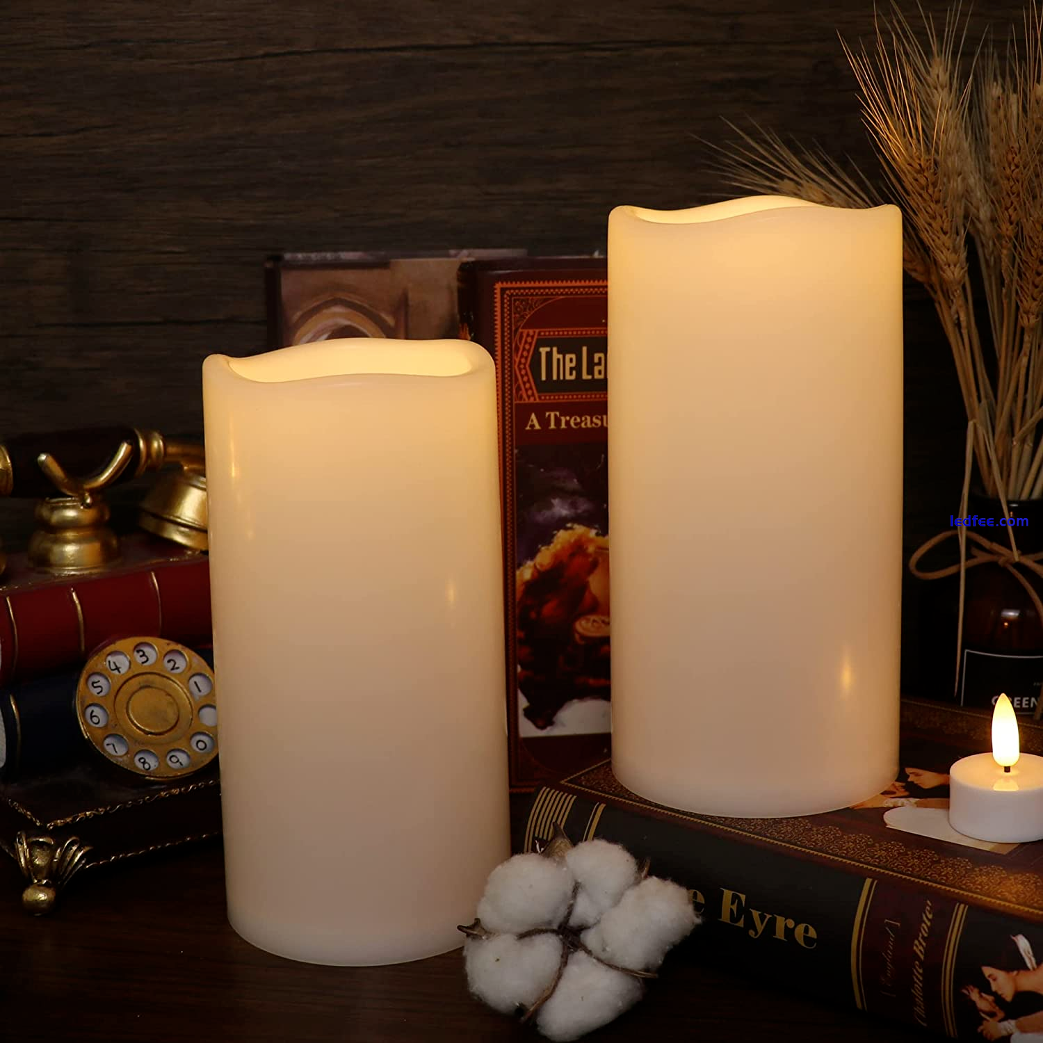 Large Waterproof Outdoor Flameless Candles Battery Operated with Remote Timer 2 