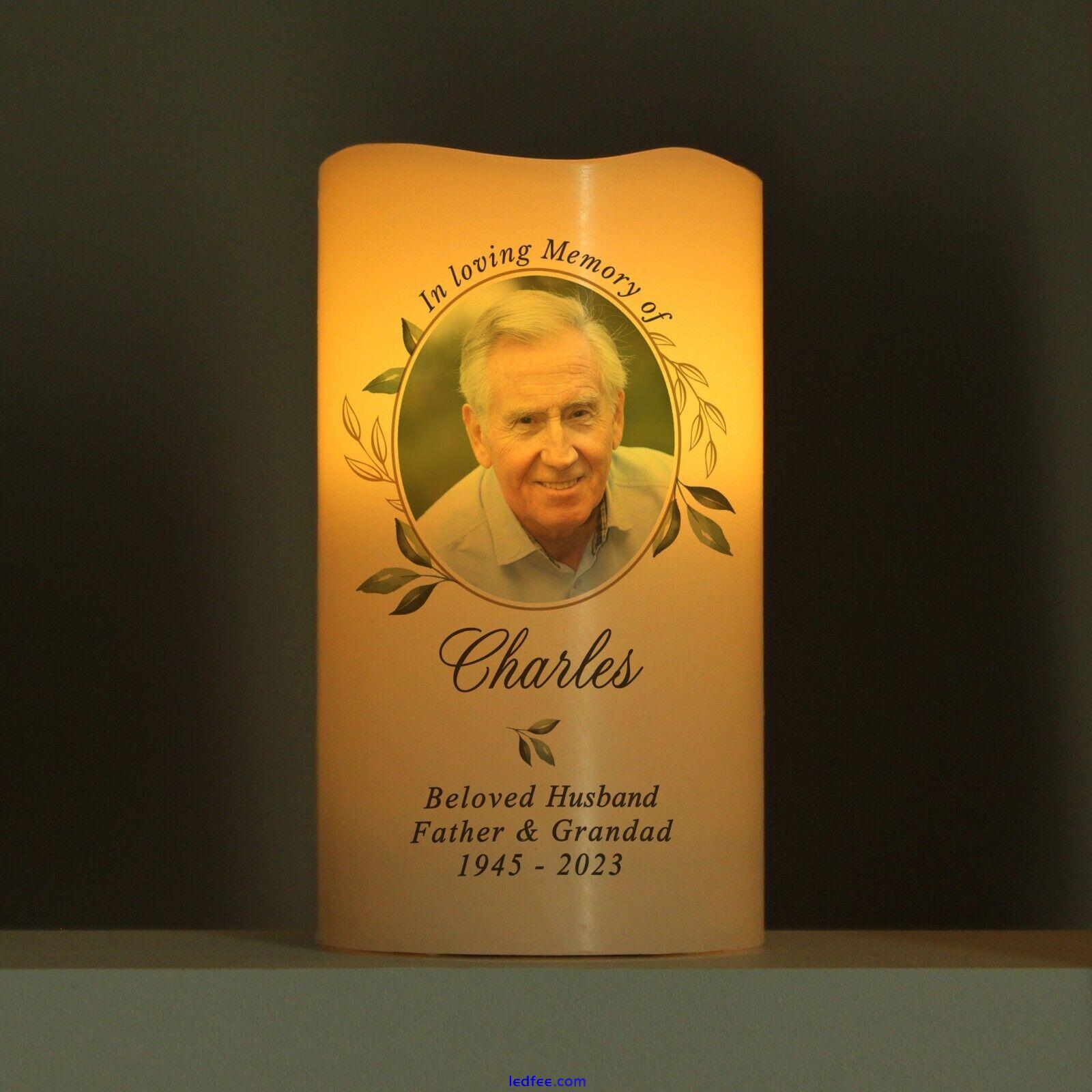 Personalised Botanical Memorial Photo Upload LED Candle In Loving Memory 1 