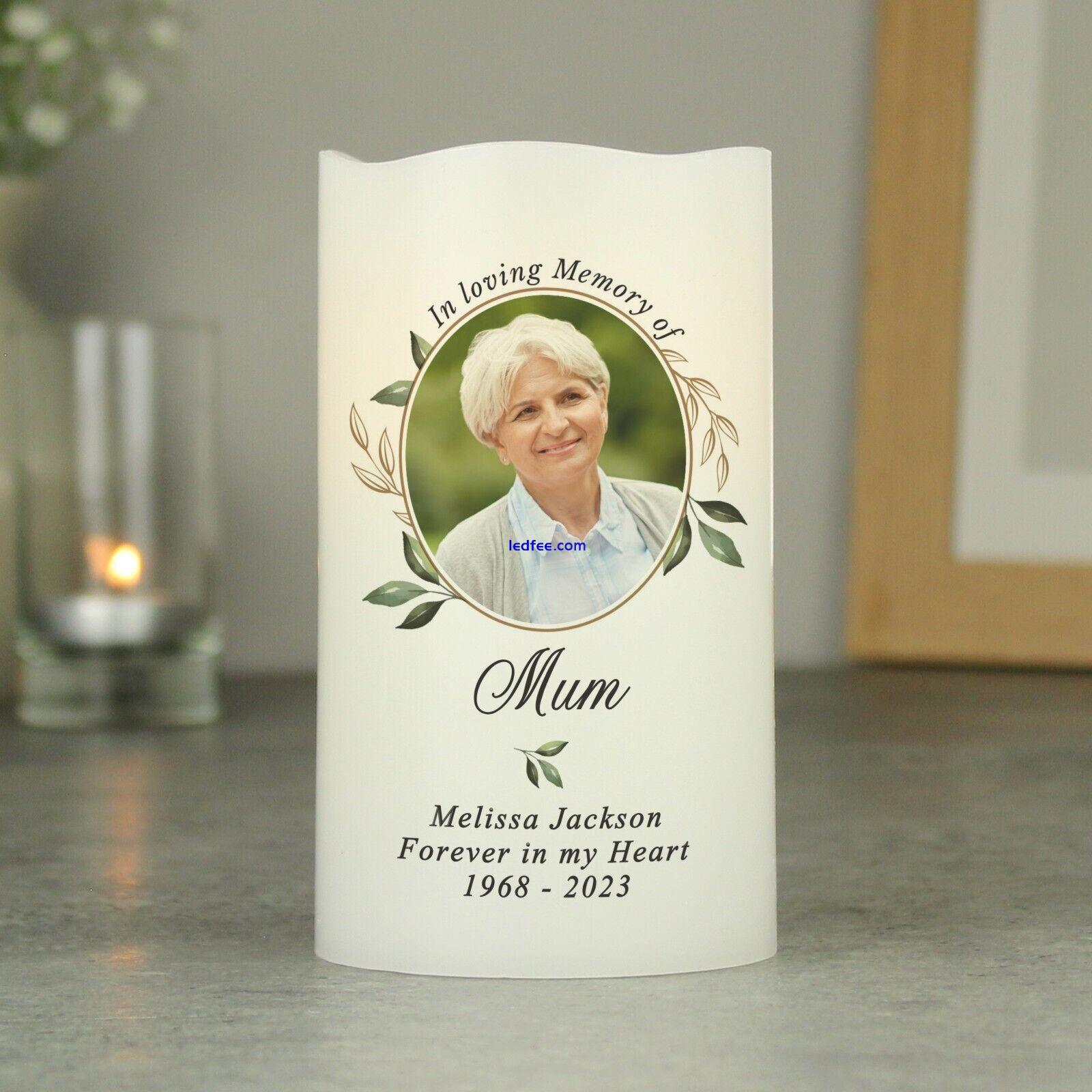 Personalised Botanical Memorial Photo Upload LED Candle In Loving Memory 2 