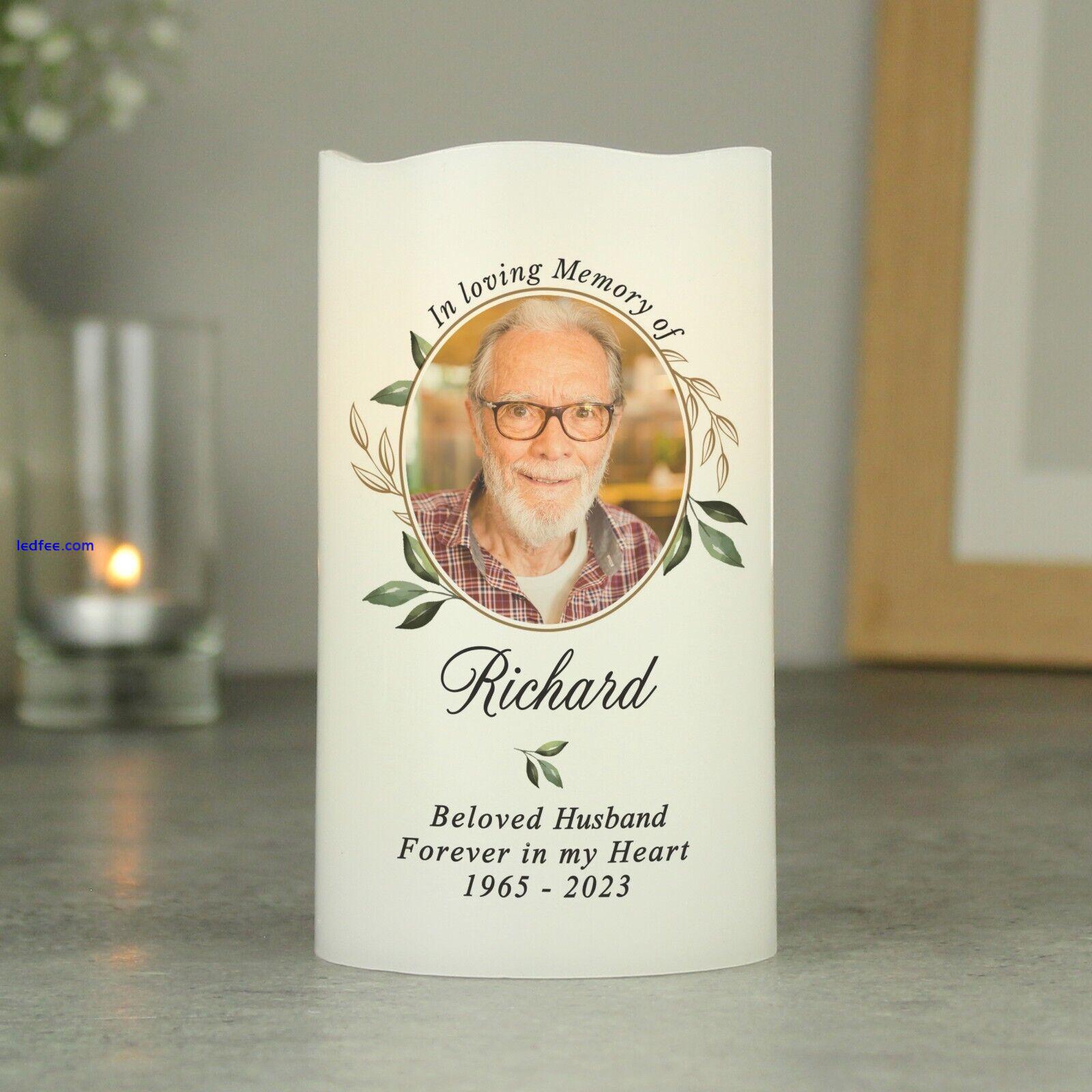 Personalised Botanical Memorial Photo Upload LED Candle In Loving Memory 0 